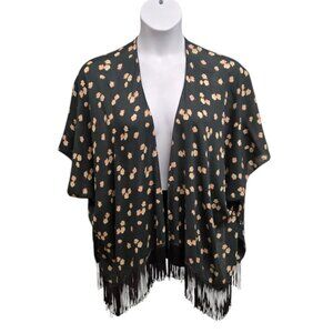 Hollister Womens Kimono OS Fringe Lightweight Open Front Festival Bohemian